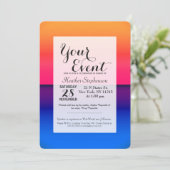 鮮やかなネオン抽象的な日の出 招待状 (スタンド正面)