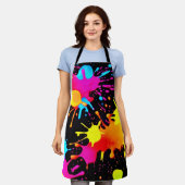 鮮やかなネオン抽象芸術アートが動く エプロン (着用した状態)