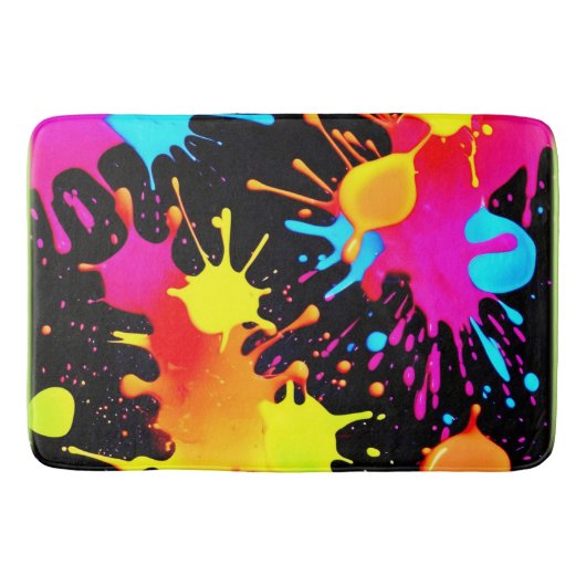 鮮やかなネオン抽象芸術アートが動く バスマット (正面)