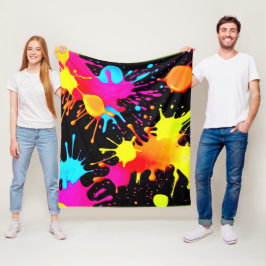 鮮やかなネオン抽象芸術アートが動く フリースブランケット