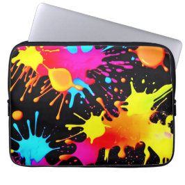 鮮やかなネオン抽象芸術アートが動く ラップトップスリーブ