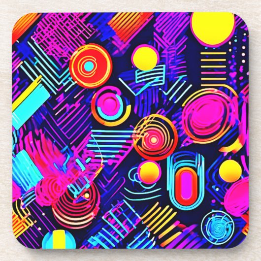 鮮やかなネオン抽象芸術模様 コースター (正面)