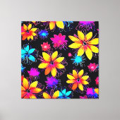 鮮やかなネオン花柄 キャンバスプリント (正面)
