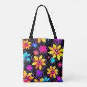 鮮やかなネオン花柄 トートバッグ (裏面)