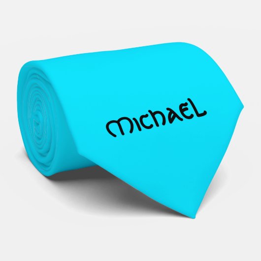 鮮やかなネオン蛍光青のケルト名 ネクタイ (ロール)