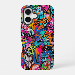 鮮やかなネオン・グラフィティ・パターン iPhone 16 ケース