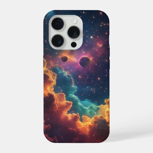 鮮やかなネビュラ銀河デザイン iPhoneケース (裏面)