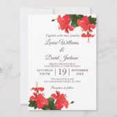 鮮やかなハイビスカスの花の結婚式招待状 招待状 (正面)