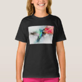 鮮やかなハチドリの水彩花の芸術的なプリント Tシャツ (正面)