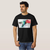 鮮やかなハチドリの水彩花の芸術的なプリント Tシャツ (正面フル)