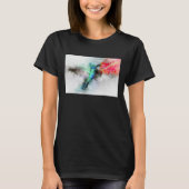 鮮やかなハチドリの水彩花の芸術的なプリント Tシャツ (正面)