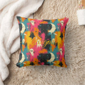 鮮やかなハントハロウィーンカラフル幽霊 クッション (ブランケット)