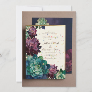 鮮やかなハンド絵を描結婚式招待状 招待状