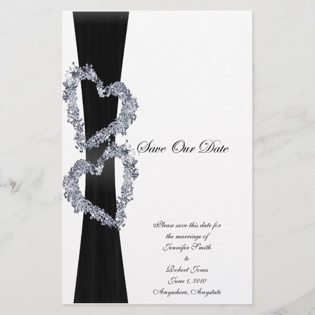 鮮やかなハート：ブラックリボンとダイヤモンドハート (正面)