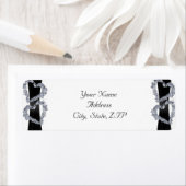 鮮やかなハート:ブラックリボンとダイヤモンドハート ラベル (インサイチュ)