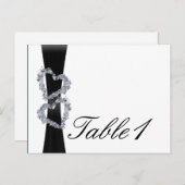 鮮やかなハート：黒いリボンとD表番号 ポストカード (正面/裏面)