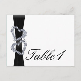 鮮やかなハート：黒いリボンとD表番号 ポストカード