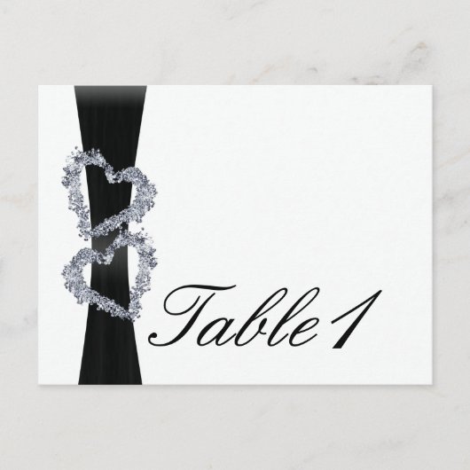 鮮やかなハート：黒いリボンとD表番号 ポストカード (正面)