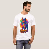 鮮やかなバセンジーポップアートデザイン Tシャツ (正面フル)