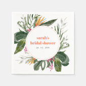 鮮やかなバラのブーケ ボヘミアントロピカル フラワーブライダルシャワー スタンダードカクテルナプキン (正面)