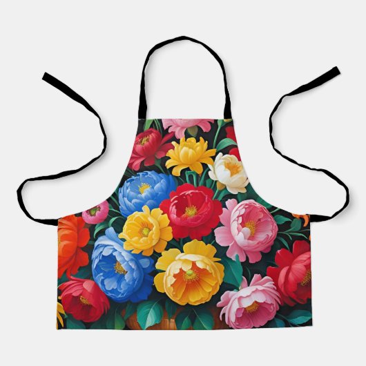 鮮やかなバラの花 エプロン (正面)