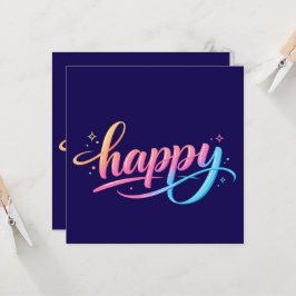 鮮やかなパステルグラデーション HAPPY タイポグラフィ - モダン