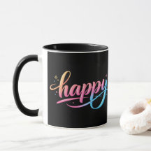 鮮やかなパステルグラデーション HAPPY タイポグラフィ - モダン