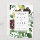 鮮やかなパンジーの写真を使ったSave the Dateカード セーブザデート (正面)