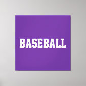 鮮やかなパープルに白いBASEBALLの文字 キャンバスプリント (正面)