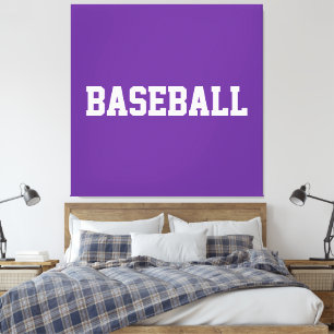 鮮やかなパープルに白いBASEBALLの文字 キャンバスプリント