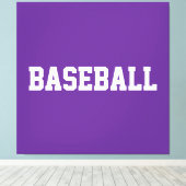 鮮やかなパープルに白いBASEBALLの文字 キャンバスプリント (インサイチュ (ウッドフロア))