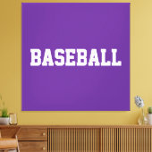 鮮やかなパープルに白いBASEBALLの文字 キャンバスプリント (インサイチュ (リビング))