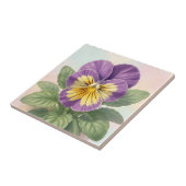 鮮やかなパープル+イエローパンジーの花のボタニカル タイル (側面)
