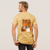 鮮やかなヒョウの肖像画 太い斑点 トライブレンドＴシャツ (フル背面)