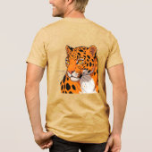 鮮やかなヒョウの肖像画 太い斑点 トライブレンドＴシャツ (裏面)