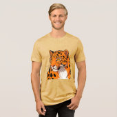 鮮やかなヒョウの肖像画 太い斑点 トライブレンドＴシャツ (正面全面)