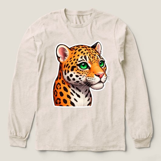 鮮やかなヒョウの肖像画 太い斑点 トライブレンドTシャツ (デザイン正面)