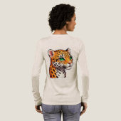 鮮やかなヒョウの肖像画 太い斑点 トライブレンドTシャツ (背面全体)