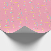 鮮やかなピンクとおもしろいのブ絵を描ラシとアートの鉛筆 ラッピングペーパー (角)