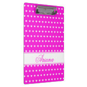 鮮やかなピンクとかわいい白いハート、名前をカスタムする クリップボード (右)