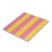 鮮やかなピンクとイエローの縦ストライプ模様 タイル (側面)