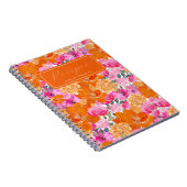 鮮やかなピンクとオレンジの花のブライダルシャワーレシピ ノートブック (右側)