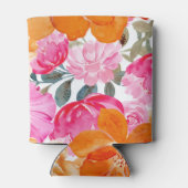 鮮やかなピンクとオレンジの花の夏のブライズシャワー 缶クーラー (裏面)