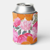 鮮やかなピンクとオレンジの花の夏のブライズシャワー 缶クーラー (缶裏面)