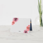 鮮やかなピンクとパープルの春のバラ サンキューカード (裏面)