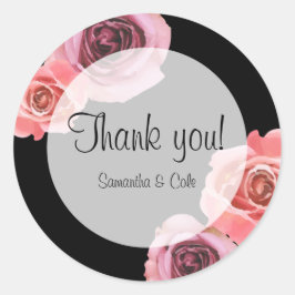 鮮やかなピンクとパープルの春のバラ ラウンドシール