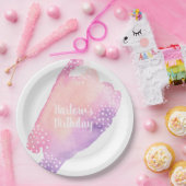 鮮やかなピンクとパープルの水彩画 ペーパープレート (パーティー)