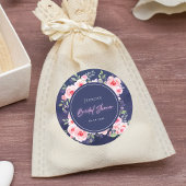 鮮やかなピンクとパープルの花のネオン結婚前お祝い ラウンドシール