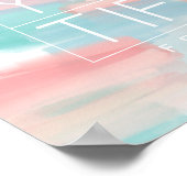 鮮やかなピンクとブルーの水彩ブラシストローク ポスター (角)