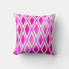 鮮やかなピンクとホワイトのダイヤ柄 クッション